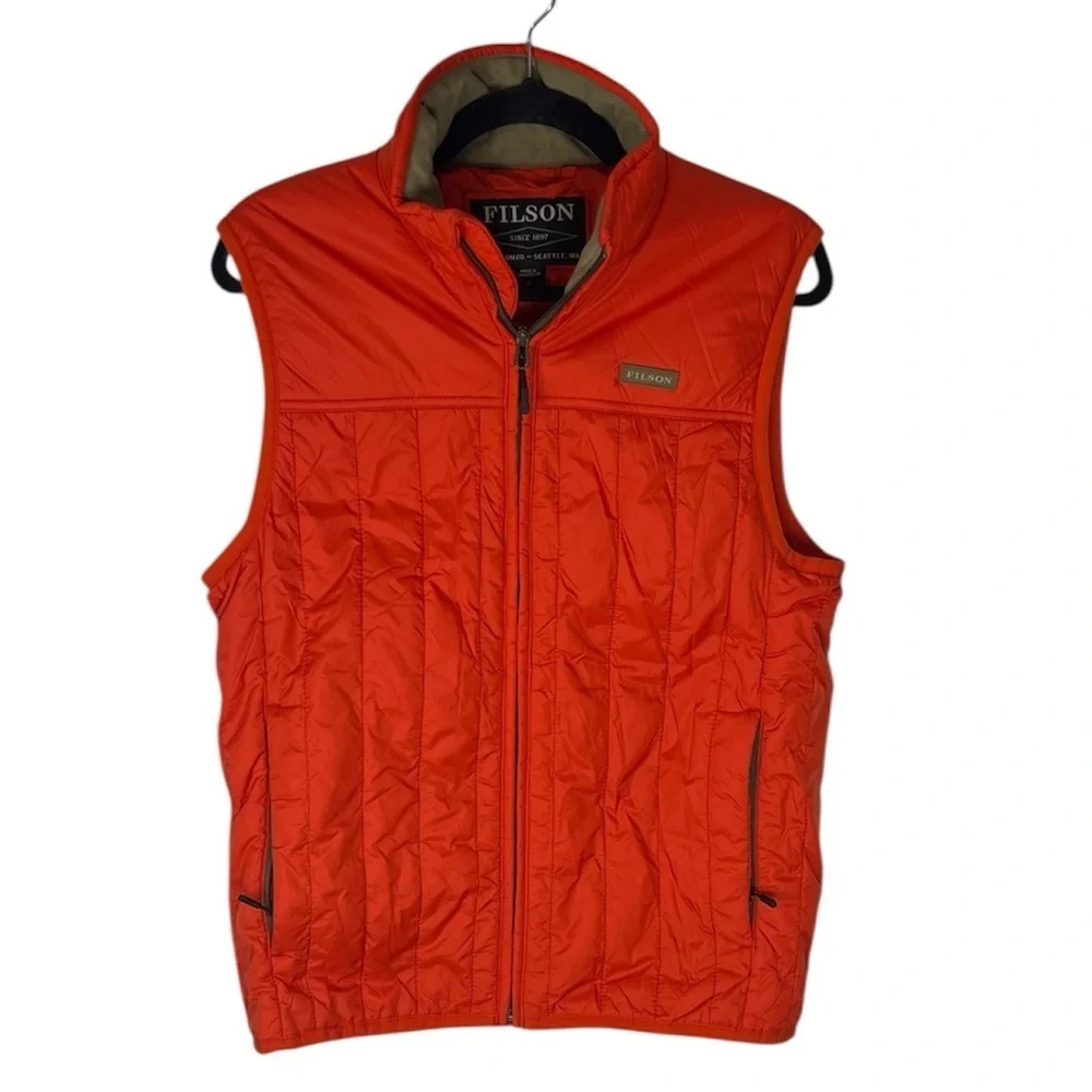 Filson men’s pheasant red primaloft lightweight puffer vest small